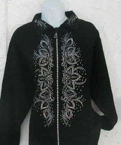 Cardigan w Crystal Zipper & Collar New MTO - Picture 1 of 2
