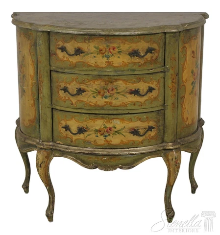 F59069EC: Italian Venetian Paint Decorated Commode Cover