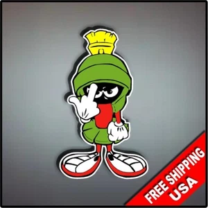 Calcomanía de vinilo abatible Marvin The Martian dedo medio de dibujos animados de 6"" x 3,5 - Imagen 1 de 1