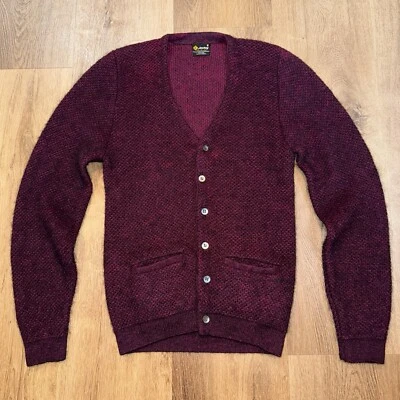 Vtg Jockey Sweater Mohair Acrylic Poodle Cardigan 1960s Rockabilly Mens Small - Image 1 of 4