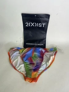2xist Sexy Sliq Hip Brief Underwear Rainbow Swirl Print Mens Size S - Picture 1 of 4
