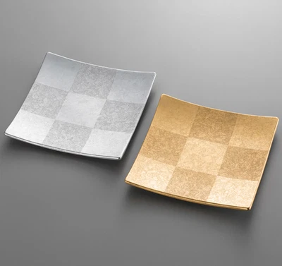 Kanazawa Hakuichi Oro y Plata Ichimatsu Pequeño Par Hecho a Mano Japón - Imagen 1 de 4