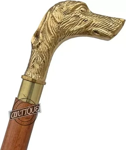 Solid Vintage Wooden Cane with Dog Handle – Best Mobility Stick Gift For Mom/Dad - Picture 1 of 4