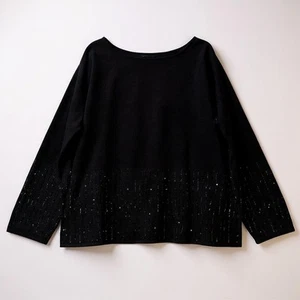 Talbots Sweater 3X Silk Cashmere Black Embellished Crewneck Timeless Luxury - Picture 1 of 7
