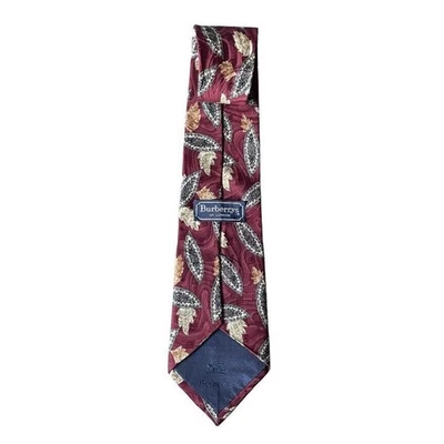 Corbata de cuello de follaje floral Burberrys of London hecha en EE. UU. rojo seda para hombre Foto 1 de 4