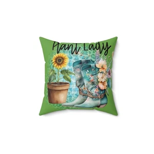 Cowgirl Garden Decorative Throw Pillow, Polyester Square w/Insert, Gardener Gift - Picture 1 of 13