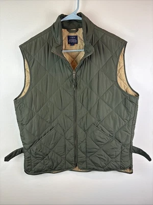 J CREW Outerwear Mens Green Quilted Vest Pockets Canvas Lined Size L - Image 1 of 4