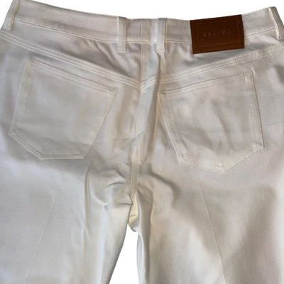 NWOT Escada White Stretch Denim Pants EU42 US10 Gold Button Designer Luxury - Image 1 of 4