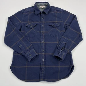 Wallace & Barnes Shirt Mens Medium Button Up Flannel Outdoor Blue J Crew - Picture 1 of 12