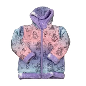 Disney Frozen Wendejacke Mantel Pastell Rosa Lila Winter Kuschelig Olaf Mädchen 5 - Bild 1 von 5