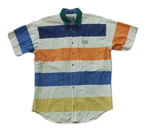 Vintage Ralph Lauren Chaps Color Block Striped Shirt Mens Size Large Embroidered - Picture 1 of 14