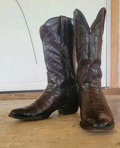 Discontinued Lucchese Classic Caiman Black Cherry Cowboy Boots Size 9.5D  - Picture 1 of 19