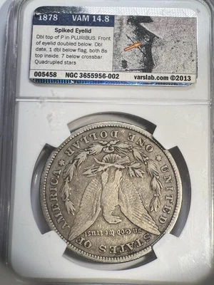Rare 1878 8TF Morgan Dollar VAM 14.8 NGC Vg Details Vss - Image 1 of 4