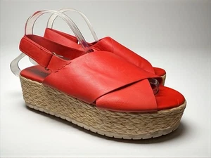 Vince RED Platform Espadrilles Jesson Sandals Women’s Size 8.5 Leather Lk Nw - Picture 1 of 9