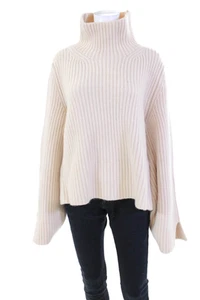 Khaite Womens Cashmere Turtleneck Long Sleeve Pullover Sweater Top Beige Size M - Picture 1 of 6