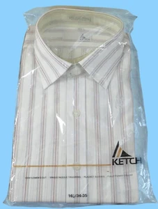 Ketch Herren Gestreiftes Button-Down Hemd 16/34-35 Einnadel Schneiderei Polyester/ - Bild 1 von 6