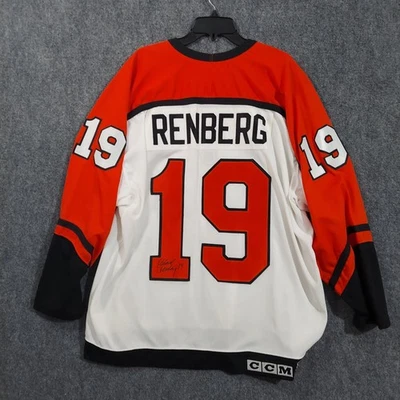 Camiseta deportiva de hockey Philadelphia Flyers para hombre XL NHL CCM Renberg 19 autografiada años 80 90 Foto 1 de 4