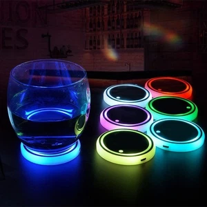 Colorful Cup Holder LED Light-up Coaster Solar & USB Charging Non-slip Coaster A - Bild 1 von 8