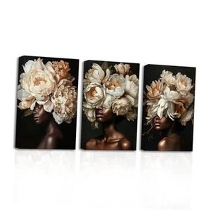  African American Canvas Wall Art 3 Pieces Whiter 12.00" x 16.00" x 3PCS - Picture 1 of 7
