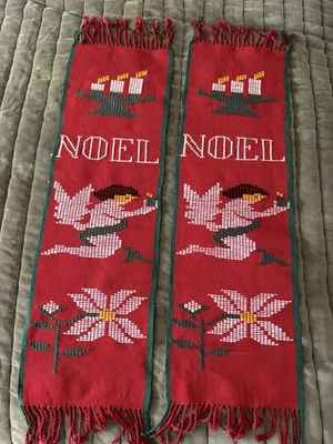 NOEL Table Runner Mat Fine Scandinavian  Textile Holiday Table EUC 29”Handmade - Image 1 of 4