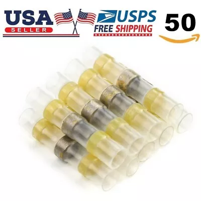 50PCS Waterproof Solder Seal Sleeve Butt Wire Terminals Heat Shrink Connectors - Image 1 of 4