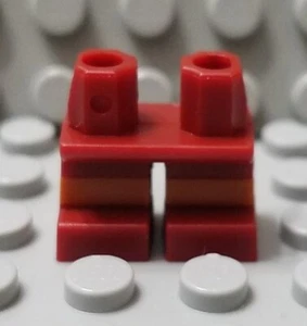 LEGO Dark Red Short Dwarf Minifigure Legs with Orange Stripe Pattern - Picture 1 of 1