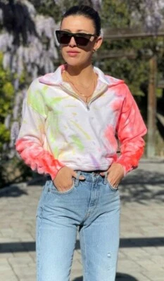 RE/DONE - 70's Half Zip Sweatshirt/Top - in Neon Space Dye - Size Small - NWT - Image 1 of 4