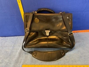 Tony Perotti Black Leather Briefcase Business Bag NO KEY WEAR ON BOTTOM - Picture 1 of 23