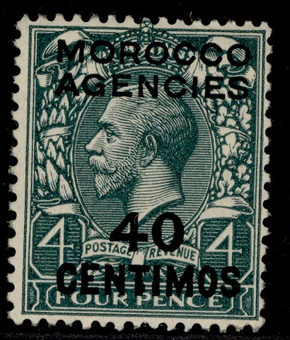 MOROCCO AGENCIES GV SG148, 40c on 4d grey-green, NH MINT Cover
