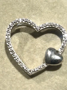 CIONDOLO DIAPOSITIVA CUORE STERLING FIRMATO KAY'S DESIGNER CON DIAMANTE 1/20CTW - Foto 1 di 5