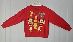 Disney 100 Christmas Mickey & Friends Pullover Light-Up Sweatshirt Red Large - Picture 1 of 11