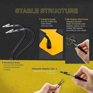Vacnite Luz LED Lupa Tercera Mano Soldadura PCB Soporte Herramienta Cuatro Brazos - Imagen 1 de 7
