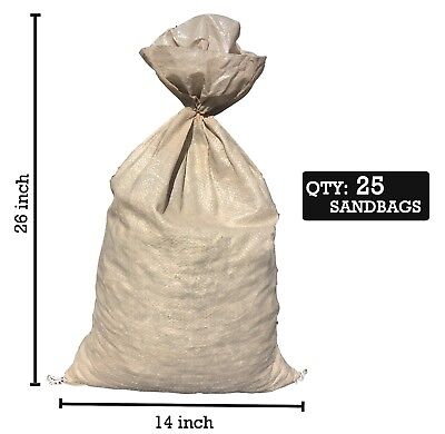 Sandbaggy (25) Beige Empty Sandbags For Sale 14x26 Sandbag Sand Bags Bag Poly • 18.99$