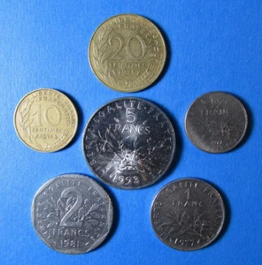 LOT FRANCE Coins *5 FRANCS*2 FRANCS *1 FRANC * 1/2 FRANC *10/20 CENTIMES Coins - Bild 1 von 7