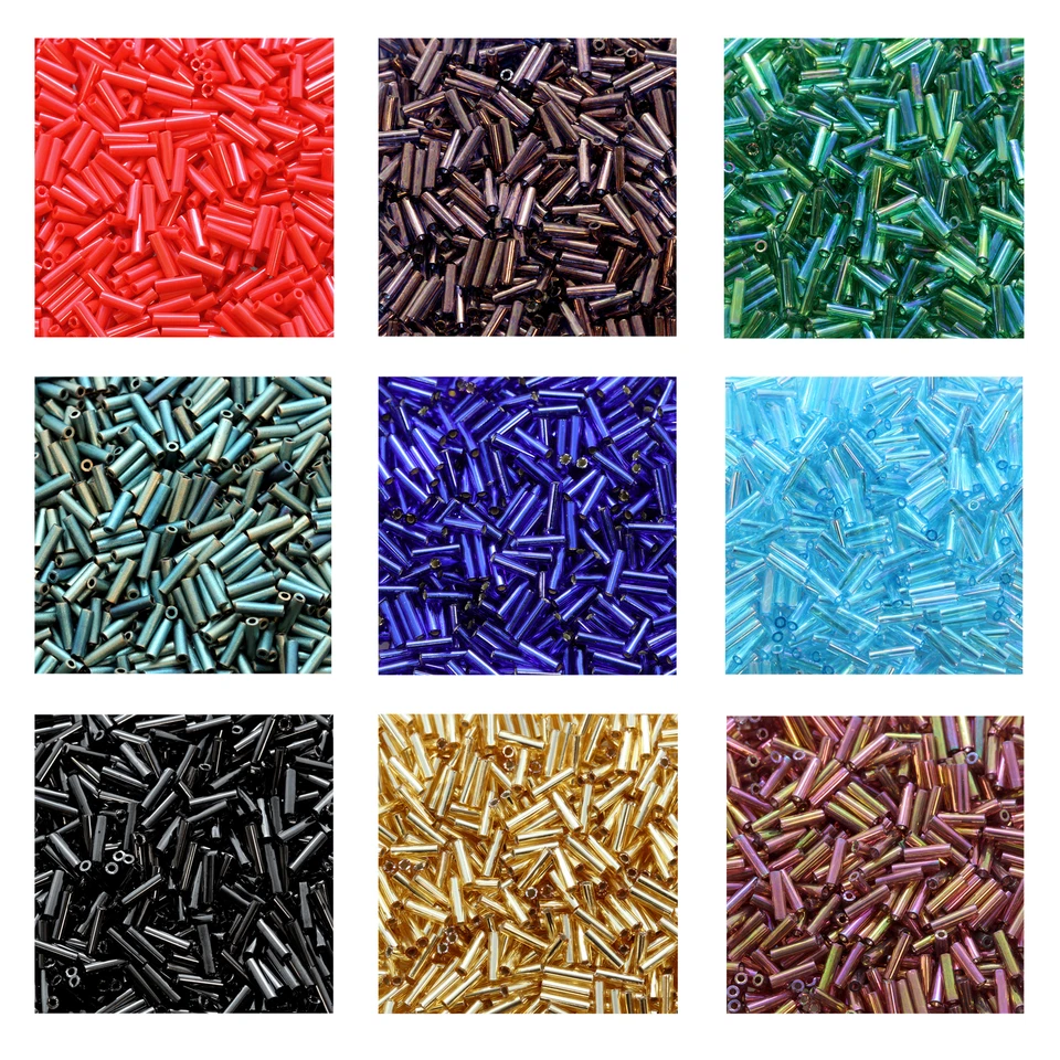 Miyuki Japanese Seed Beads Bugle Silver Lined, Matte, Luster, Metallic Colors - Image 1 of 1