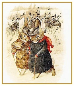 Beatrix Potter Peter Rabbit Winter Walk Fairy Tale Counted Cross Stitch Pattern - Picture 1 of 10