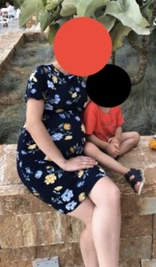 Umstandskleid Sommer Umstandsmode Kleid Schwangerschaft blau Blumen eng h&m XS - Bild 1 von 6