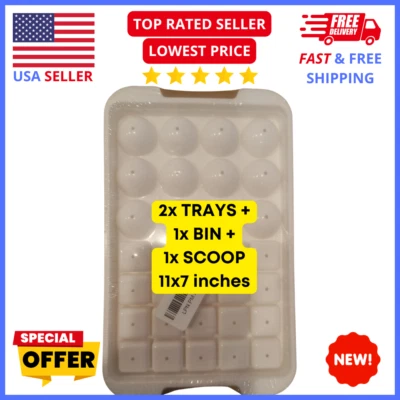 Juego de Bandeja de Cubitos de Hielo de Silicona - Molde Redondo y Cuadrado con Cubo y Cuchara para Bebidas Foto 1 de 3