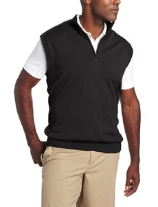 Chaleco de golf Cutter & Buck para hombre con media cremallera media cremallera suéter de viento, negro, grande - Imagen 1 de 1