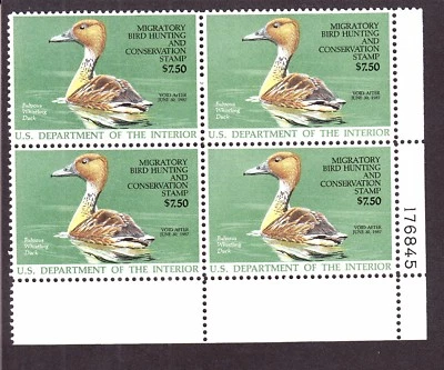 US RW53 Hunting Permit Duck Stamp Mint Plate#176845 Block of 4 VF-XF OG NH - Image 1 of 2