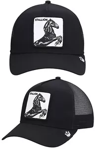 Goorin Bros Stallion II Patch Trucker Snapback Mesh Hat Black - Picture 1 of 2