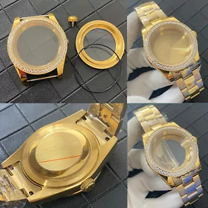 39MM Golden Diamond Watch Case Sapphire Glass Strap for NH35/NH36/4R/7S Movement - Foto 1 di 14