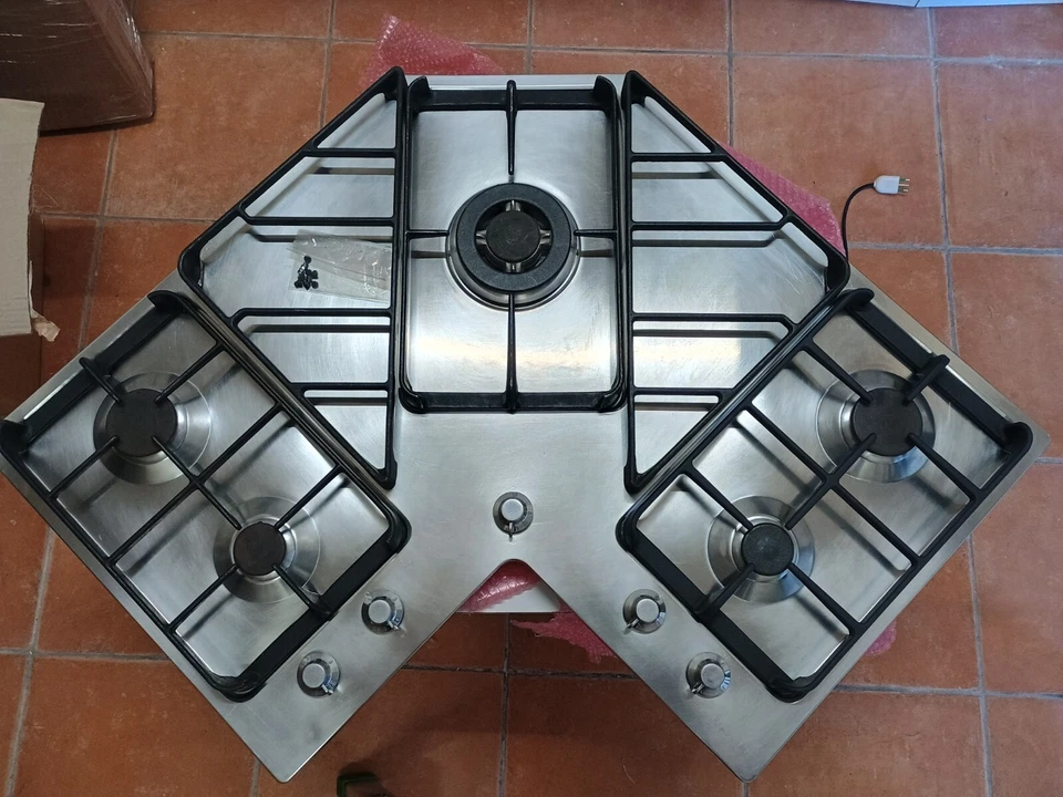 Foster Angolare 7038 052 83cm Piano Cottura a Gas 5 Zone - Argento - Immagine 1 di 4