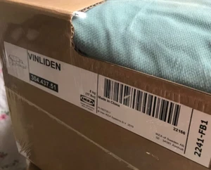 Ikea Vinliden Bezug Set für 3er Sofa mit Chaiselongue in Hakebo türkis blau - Bild 1 von 3