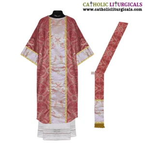 NEW Metallic Red Deacon Dalmatic Vestment & Deacon's stole, American Dalmatic - Picture 1 of 1