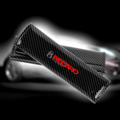 2x JDM RECARO Negro Fibra de Carbono Aspecto Cinturón Fundas Almohadillas para el Hombro Cojín Foto 1 de 4