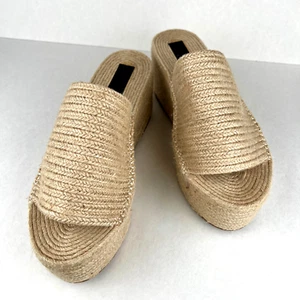 Zara Rafia sandalo donna plateau 3" taglia 9,5 nuovo senza scatola - Foto 1 di 10