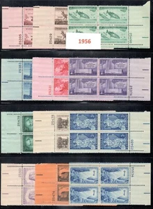 USA Stamps 1956 MNH 12 Plate Blocks  - Picture 1 of 1