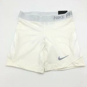 Nike Pro Sliding Shorts White and Wolf Grey Girls Size Small Tight Fit NEW - Picture 1 of 10