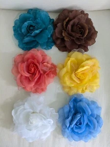 Joan Rivers Large Silk Fabric Rose Flower Brooch Pin - your choice of color - Picture 1 of 33
